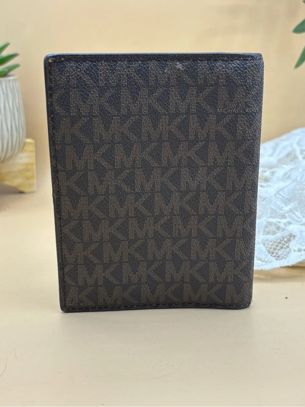 Michael Kors Dark Brown Signature Monogram Card & Passport Holder